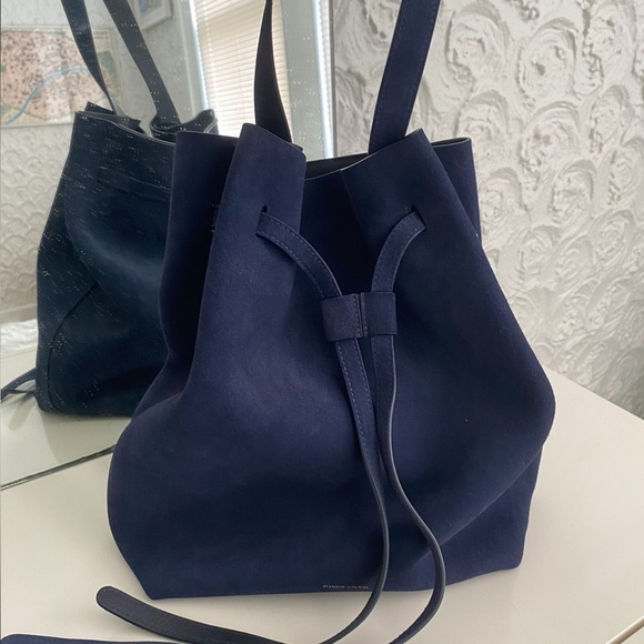 NWT - MANSUR GAVRIEL - Drawstring Suede Hobo Bag - Navy Blue - Picture 3 of 12